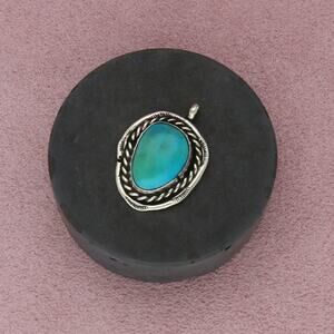 navajo sterling silver vintage braided turquoise pendant